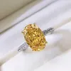 Cluster Rings Solid 925 Sterling Silver 8 12mm Broken Oval Created Moissanite Diamond Citrine Ring for Women Engagement Fine Jewel310d