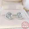 Charm 18K Gold Lab Diamond Stud Earring Real 925 Sterling Silver smycken Engagemang Bröllop örhängen för kvinnor brudfest gåva240p