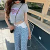 Women's Jeans Small Floral S-5XL Plus Size Wide Leg For Women High Waisted Plaid Fashion Bottoms