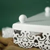 Bakeware Tools Square Type Cake Tray White Spets Wedding Food Cupcake Push Donuts Display Plates Metal Decoration S M L