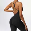 Lu Lu Lemen Align Yoga Jumpsuit Kvinnor Kvinnors långa längd Backless Cutout Sexig vadderad Dancing Bodysuit Patchwork Slim Fit Jumpsuits