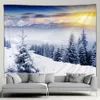 Tapisseries d'extérieur, forêt d'hiver, scène de neige, tenture murale, arbre de noël, bonne année, chambre à coucher, Patio, décoration artistique murale 231019