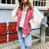 Gilets pour femmes Femmes Gilet d'hiver Légère Imprimé Floral Réversible Veste sans manches Bouton Cardigan pour Streetwear Vêtements d'extérieur