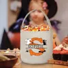 Spersonalizowana torba na sztuczkę lub traktowanie Początkowa z imieniem Candy Bucket Halloween Ghost nietoperz nietoperzowe torby Portable Basket Dift Prezenty 220923