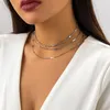 Chaînes Rétro Perlé Clavicule Collier Pour Femmes 2023 Sexy Multi Couche Or Couleur Métal Fille Mode Charme Bijoux D'anniversaire