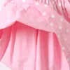 Mädchen Kleider Sommer Rosa Baby Mädchen Urlaub Party Prinzessin Kleid Ärmellos Dot Design Zurück V-ausschnitt Bowknot