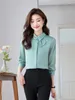 Blouses Femmes Chemises vertes Femmes 2023 Automne Collection de mode Vêtements Vintage Manches longues Élégant Bureau Dames Tops Vêtements de travail