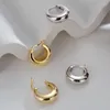 Hoop Earrings Vintage Simple Geometric Circular Plain 2023 Trendy Versatile Gold Plated Ear Button Party Jewelry Gifts