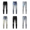Herr jeans lila jeans designer män för kvinnor byxor varumärke sommarhål 2023 ny stil broderi självodling och små fötter mode88x83g