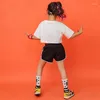 Sahne Giymek Çocuklar Dans Balo Salonu Hip Hop Kostümleri Kızlar için Caz Dans Tişört Şortlu Kıyafet Partisi Modern Gösteri Giysileri