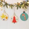 Christmas Decorations 50pcs Wood Craft Pendants Ball Designed Hanging Tags Unfinished Blank Wooden Ornaments with Hemp Rope 231019