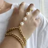 MinaMaMa – Bracelets à maillons pour femmes, Style exagéré, chaîne de perles en acier inoxydable, doigt multicouche Vintage, bijoux