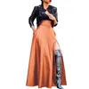 Skirts Women Leather Dress Bodycon Black Faux Skirt High Slit Flared Swing Irregular V Neck Long Streetwear