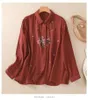 Women's Blouses Vintage Shirts Solid Loose Embroidery Spring/Summer Ladies Clothing FASHION Long Sleeves Cotton Linen Tops