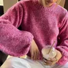 Womens Knits Tees Women Cut Out Solid Knitted Sweaters Pink Autumn Winter Streetwear O Neck Sexy Knitwear Pullover Laceup Long Sleeve Chic Tops 231019