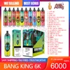 Bang King 6000 Puff jetable Vape stylo 0.8ohm bobine de maille 16 ml pré-rempli Pod 650 mah batterie rechargeable E cigarette bouffées 6K 0% 2% 3% 5% 24 saveurs livraison rapide