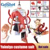 Costume de Cosplay Genshin Impact Yoimiya, robe de perruque, vêtements d'anime, uniforme de combat à la mode pour femmes, ensemble de jeu de rôle de carnaval unisexe