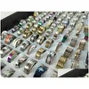 클러스터 링 도매 50 개 PCS 믹스 로트 스테인레스 스틸 반지 패션 보석 파티 링 rendrand jewelry ring dhymk