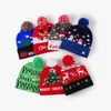子供と大人のためのクリスマスハットファッション照明照らされたクリスマス帽子ジャックウールハット冬のウールボールウォーム親子ニット帽子