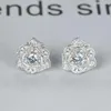 Studörhängen Vintage Rose Flower Silver Gold Color Liten Crystal Double For Women Wedding Ear Studs flickvän smycken