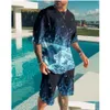 Męskie dresy tshirts garnitur mody swobodny krótko-rękawowy zabawny druk 3D kreatywny hip-hopowe szorty dwuczęściowe setki DRO