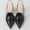 Slingback مدببة إصبع القدم الخنجر كعب الكعب حذاء صندل مصارع مضخات البقر مثلث البواخ الإبزيم الحفلات المسائية الأحذية المصممة الفاخرة عالية الكعب 35-42 مع صندوق