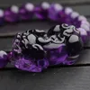 Whole Purple Natural Crystal Bracelets 8mm Beads With PiXiu Brave troops for Women Girl Gifts Romantic Crystal Jewelry Y2007302605
