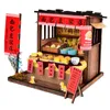 Doll House Accessories Creative Diy Dollhouse Chinese Style House Woode Handmonterad Street View Theatre DIY Ornament Food and Play Model Toys 231019