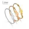 Uzone Design San Benito Bracelet Or En Acier Inoxydable Croix Religieuse Médaille Bracelets Pour Femmes Bijoux De Mode Cadeau Pulsera Bangle278R