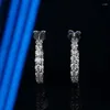 Stud Earrings 2.6ct Row Moissanite Women Solid 925 Silver Jewelry Bling Mosan Diamond Huggie Wedding Party Pass