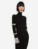 100 2023 Runway Dress Spring Autumn Dress Brand Same Style Empire Crew Neck Long Sleeve Black Womens Dress Fashion moduofe