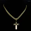 Pendentif Colliers Hip Hop Croix Collier Pour Hommes En Acier Inoxydable Couleur Or Couches Long Crucifix Bijoux Colar De Cruz N1172S05