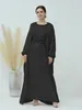 Vêtements ethniques Femmes musulmanes Dubaï Satin Abaya Robe longue Kimono Cardigan Underdress Costume Kaftan Robe Femme Soirée Maxi Robes Ensemble