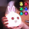 Lampes abat-jour Led lapin veilleuse USB pour enfants bébé enfants cadeau Animal dessin animé lampe décorative chevet chambre salon 231019