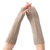 Knee Pads Winter Arm Warmers Knitted Women Gloves Fashion Fingerless Touch Screen Solid Warm Mittens Elbow Sleeves Cover