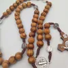 Men Women Christ Wooden Beads 10mm Rosary Bead Cross Pendant Woven Rope Chain Necklace Jewelry Accessories1203I