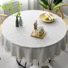 Nappe ronde en lin uni avec housse à pampilles, pour salle à manger, café, salon, maison, Obrus Tafelkleed, manteau de mesa 231019