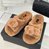 2023-Luxury Designer Fur Slippers Trendy Furry Wool Slides Sandaler Women Diamond Fluffy Shearling Flats Ledast Winter Fashion Outdoor Loafers