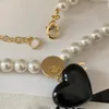 Luxury Brand Designer Pendants Necklaces Never Fading Pearl 18K Gold Plated Colorful Crystal Pearl Letter Choker Pendant Necklace Chain Jewelry Accessories