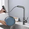 Kitchen Faucets YCRAYS Black Gray Pull Out Rotation Waterfall Stream Sprayer Head Sink Mixer Brushed Nickle Water Tap Accessorie 231019