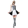 cosplay eraspooky biały czarny kraciastek błazna cosplay Halloween kostium dla kobiet seksowne cyrk klaun lady świąteczny impreza fantazyjna dresscosplay