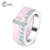 Mode dubbel lager keramiska kvinnor ringar god kvalitet svart vit rosa kristallringar för kvinnor middra ring mode smycken gåvor y299u