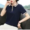 Women's Polos Polo Collar Pure Cotton Shirt Short-Sleeved T-shirt Womens Summer 2023 Mom Middle-Aged Loose Slimming Top