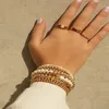 Brins de perles CHIAO 2021 tendance 6 pièces multicouches superposées de perles empilées boule d'or Bracelets de perles Set240A