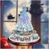 Juldekorationer träd roterande Scpture Train Paste Window Stickers Winter Home Decoration Drop Delivery Garden Festive Party Sup Dhjbl