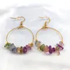 Stud Earrings Boho Colorful Irregular Gem Stone Handmade Dangle Ethnic Stainless Steel Gold Color Drop Earring Jewelry Women ESG146S0