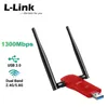 WI FI Finders L Link 1300Mbps Kablosuz WiFi Adaptör İnternet Ağ Kartı USB3 0 PC Dizüstü Bilgisayar Çift Bant 2 4G 5 8GHZ 5DBI Anten için WiFi Dongle