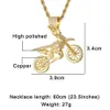 Pendant Necklaces HIP Hop Full Iced Out Bling CZ Cubic Zircon Copper Cool Motorcycle Pendants & For Men Jewelry Whole279P