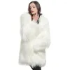 Casacos de inverno de pele feminina para mulher 2023 em outerwears feminino longo casaco falso preto jaqueta de pelúcia senhoras cardigan