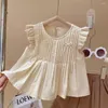 Clothing Sets Korean Style Kids Girls Clothes Summer Cute Ruffles Sleeve T-shirts Girl Tops Shorts 2Pcs Children Suit 2-8Y